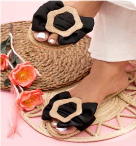 Sandalia negra con negro (Plana)